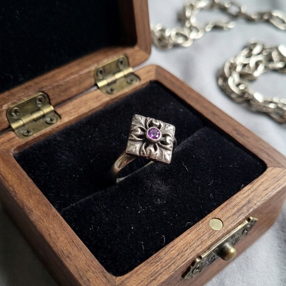 Sterling Silver Ring with Purple Gemstone